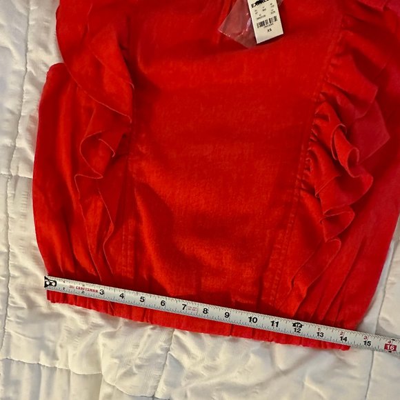 Express Red Ruffle Blouse NEW - Picture 5 of 5